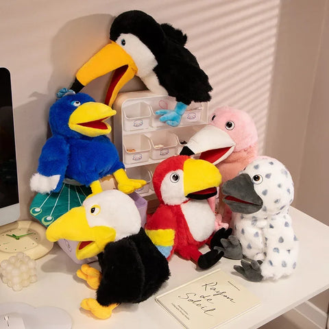6-Style Toucan Hand Puppet Plush Toys – Parrot, Eagle, Peacock, Owl, Flamingo
