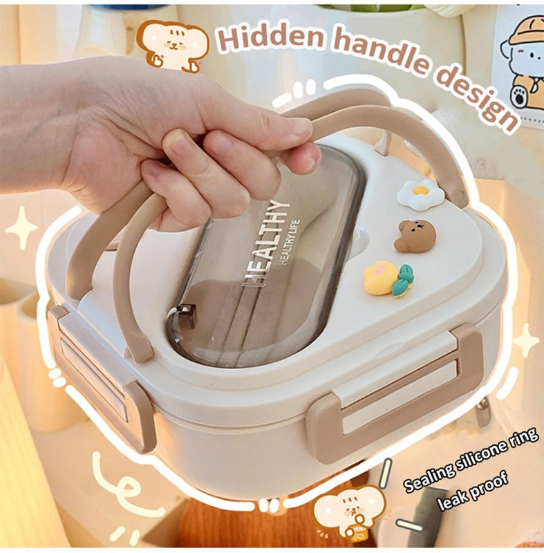 Kid’s Insulated Bento Lunch Box – Leakproof, Microwave-Safe! Teeny Pandas