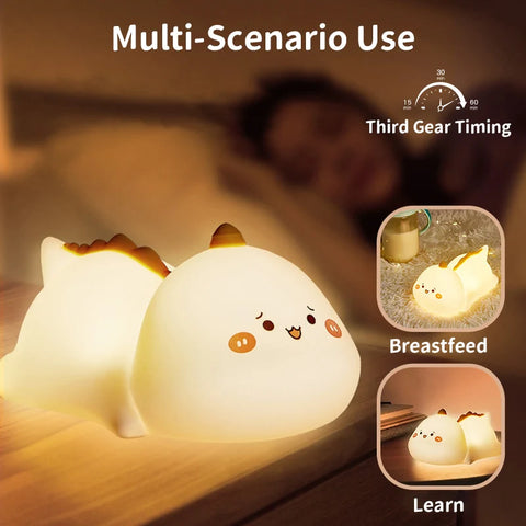Dinosaur Silicone Night Light – Cute Animal Lamp for Kids and Adults!