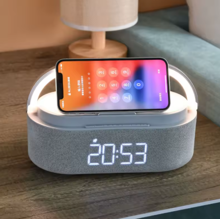 LED Digital Clock with Wireless Charger & Bluetooth Speakers