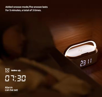 LED Digital Clock with Wireless Charger & Bluetooth Speakers
