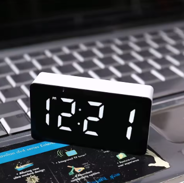 Mirror Table Clock with LED Light for Kids