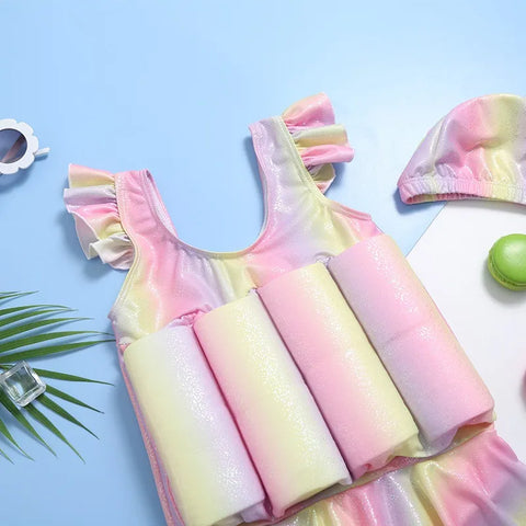Rainbow Floating Swimsuit for Girls - Quick-Drying