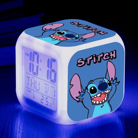 Stitch LED Color Alarm Clock - Lilo & Stitch Cartoon Figure Toy for Kids