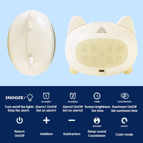 Cat-Shaped LED Alarm Clock for Kids - With Snooze and Voice Control