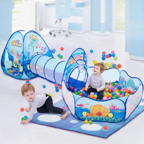 3 in 1 Baby Tent Playpen– Portable Kids Ball Pit, Crawling Tunnel, and Playground House