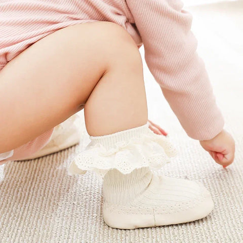 Baby Ruffle Socks with Rubber Soles - Soft, Stylish, Anti-Slip Baby Socks