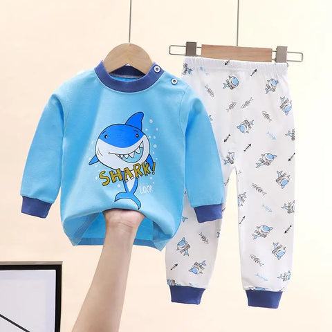 Cartoon Cotton Baby Boys Pajama Set - Autumn 2-Piece Home Clothes