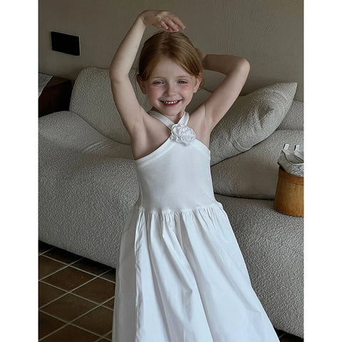Elastic Spaghetti Strap Dress – Spanish Style Camellia Flower Sundress