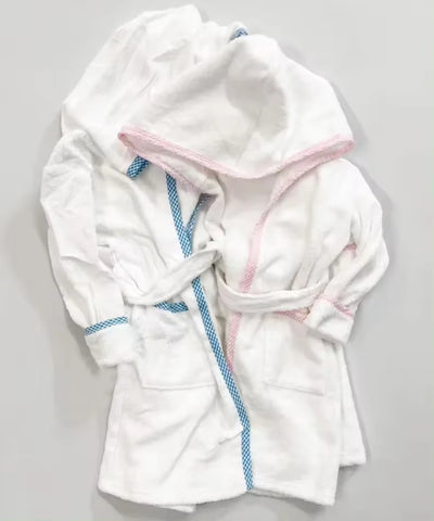 White Terry Hoodie Bathrobe – Unisex Kids Cotton Dressing Gown