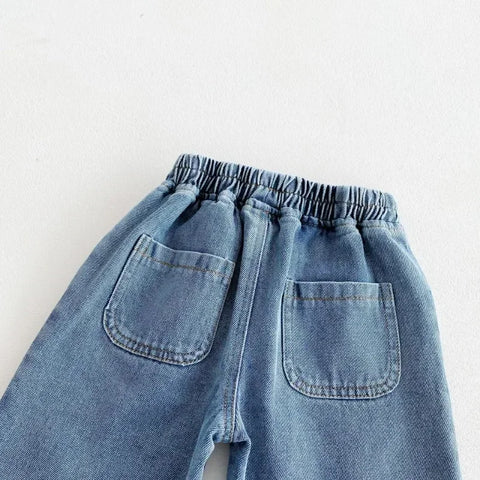 Children’s Denim Pants – Elastic Waist Casual Washed Harem Jeans