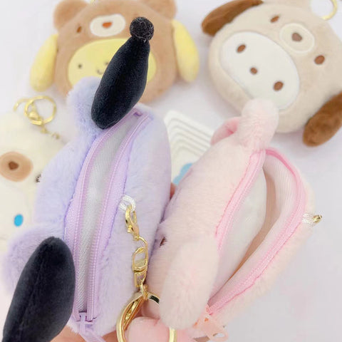 Cartoon Plush Keychain Wallet