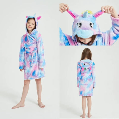 Kids Flannel Bathrobe for Girls – Cute Unicorn & Animal Themed Robe