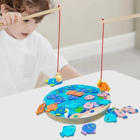 Montessori Wooden Magnetic Fishing Toy – Alphabet & Numeric Educational Game