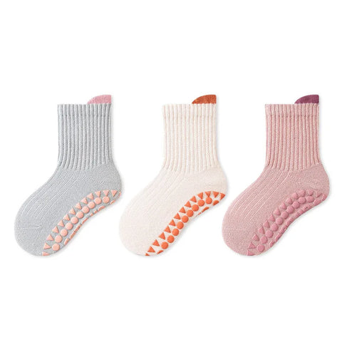 Three Pairs Baby Anti-Slip Socks for Boys and Girls