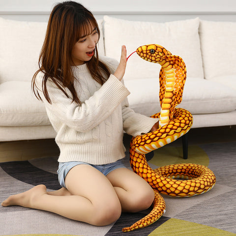 Simulated Colorful Cobra Plush Toy – Stuffed Snake Plushies