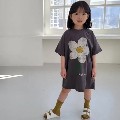 Summer Floral Print Girls' Casual Dress