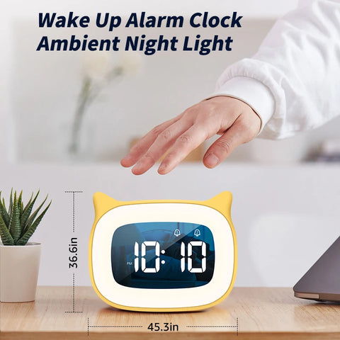 Cat Shape LED Digital Alarm Clock - With Voice Control and Night Light