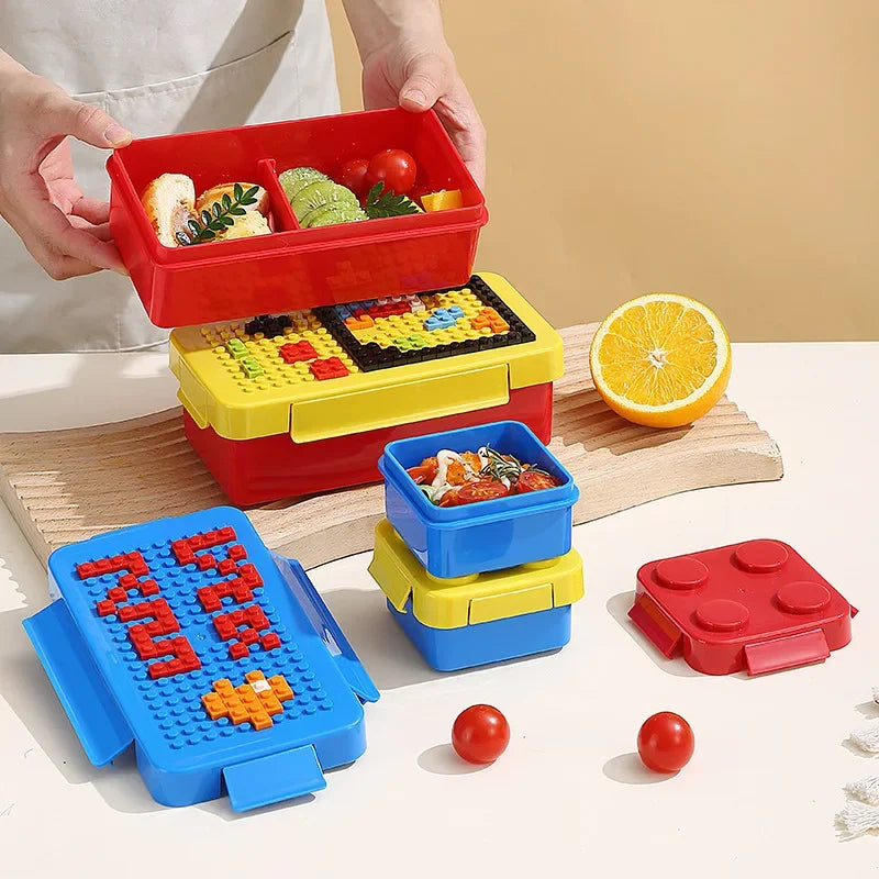 Kids Stackable Bento Lunch Box with Leak-Proof Compartments Teeny Pandas