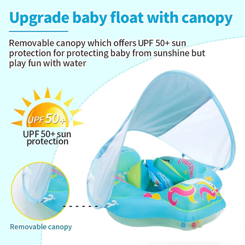 Inflatable Swimming Float with Canopy - For a Worry-Free Swimming Experience! Teeny Pandas