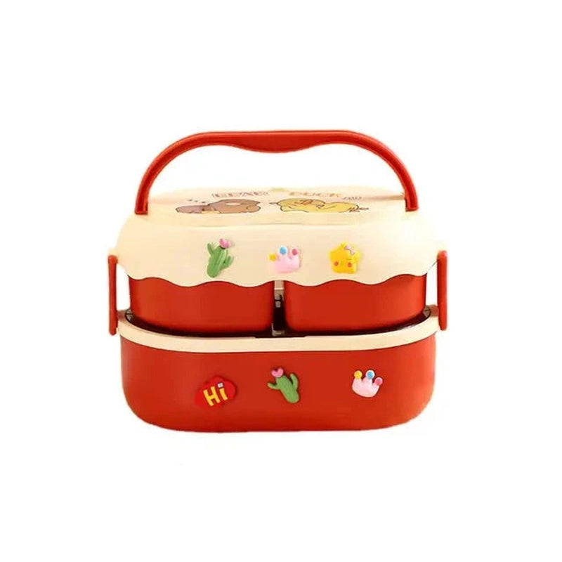 Cartoon Double-Layer Kids Lunch Box – Leakproof, Durable & Perfectly Portable! Teeny Pandas