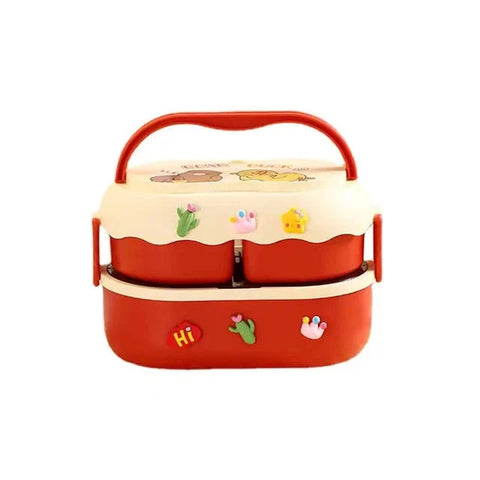 Cartoon Double-Layer Kids Lunch Box – Leakproof, Durable & Perfectly Portable! Teeny Pandas