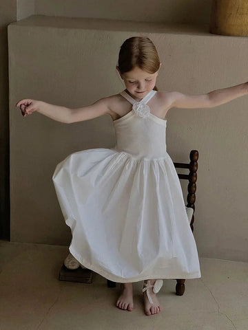 Elastic Spaghetti Strap Dress – Spanish Style Camellia Flower Sundress