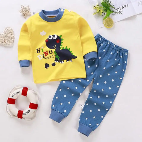 Cotton Pajama Set for Kids – Autumn Long Sleeve Tops + Pants Set