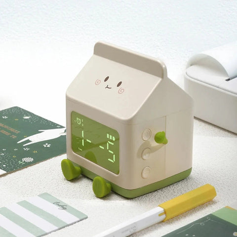 Multifunctional LED Milk Carton Alarm Clock - With Voice Control