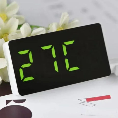 Mirror Table Clock with LED Light for Kids