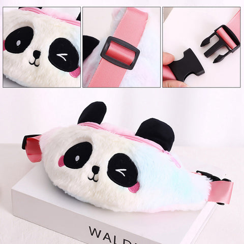 Lovely Panda Plush Fanny Pack – Gradient Color Waist Bag for Kids