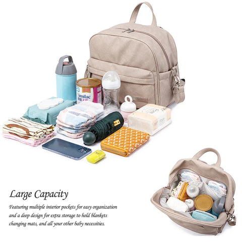 Solid Fashion Nappy Backpack – Waterproof Multi-Function Nappy Changing Bag