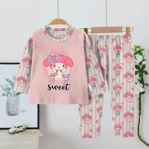 Anime Print Pajama Set – Comfortable Daily Casual Nightwear for Boys and Girls