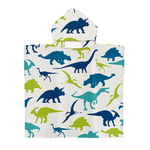 Cartoon Dinosaur Beach Bath Towel – Microfiber Quick Dry Hooded Poncho for Kids & Adults