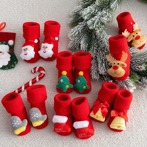 Baby Christmas Socks for Newborns – Cute Non-Slip Winter Cotton Socks for Infants