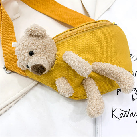 Kids Cartoon Bear Crossbody Waist Bag – Plush Chest Pack for Boys and Girls
