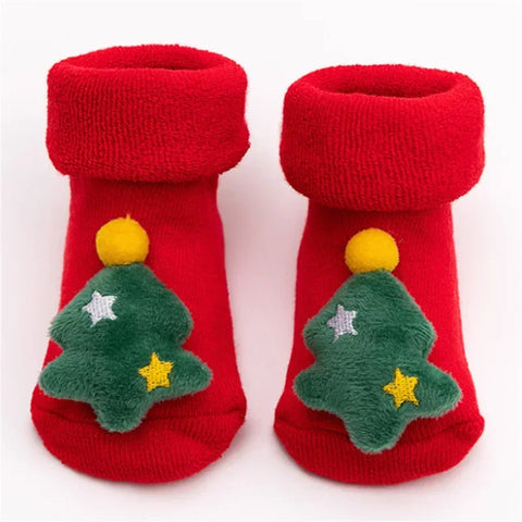 Baby Christmas Socks for Newborns – Cute Non-Slip Winter Cotton Socks for Infants