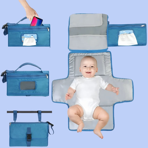 Portable Nappy Changing Pad with Pockets