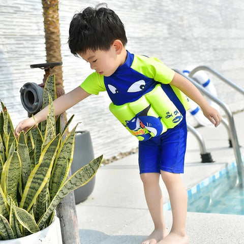Boys Floating Shark Swimsuit – Kids' Summer Floating Rash Guard Swimwear