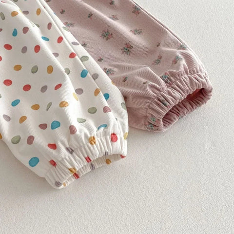 Spring New Children’s Polka Dot Harem Pants – Korean Style Floral Jogger Sweatpants