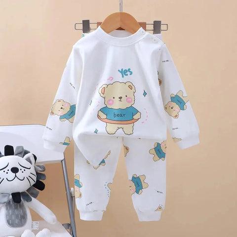 Cartoon Cotton Children's Pajama Set - 2-Piece Toddler Long Sleeve Outfit