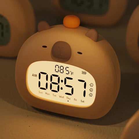 Cute Capybara Kids LED Alarm Clock -With Sleep Trainer & Temperature Display