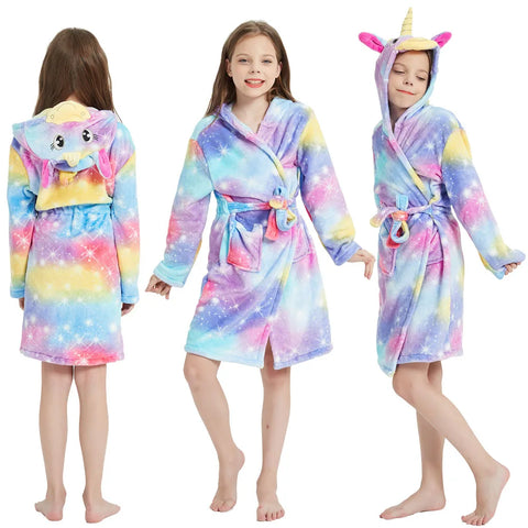 Kids Flannel Bathrobe for Girls – Cute Unicorn & Animal Themed Robe