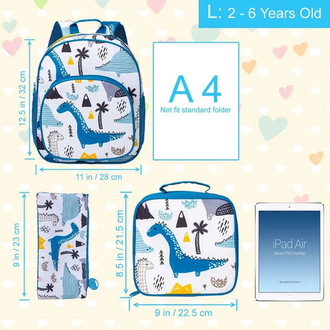 Toddler Backpack Set for Girls and Boys – Preschool Bookbag with Lunch Bag and Pencil Case