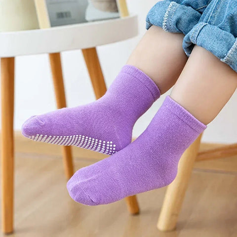 Six Pairs Spring and Autumn Anti-Slip Cotton Kids Socks