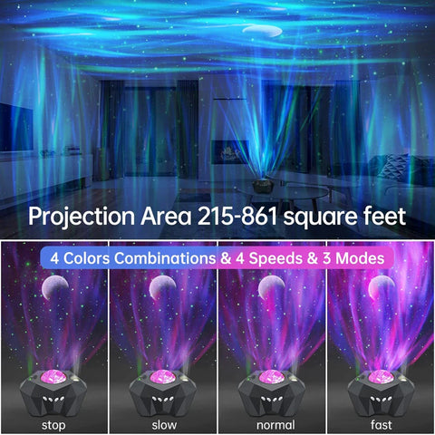 Star Lights Aurora Galaxy Moon Projector - With Romote Control!