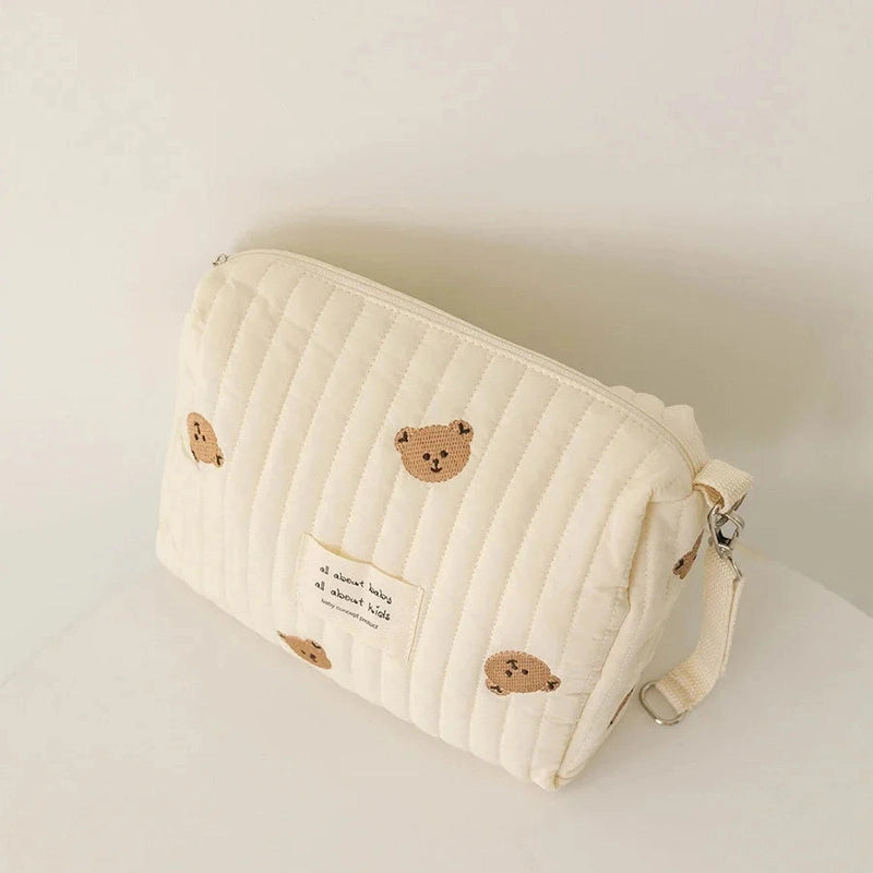 Quilted Stroller Diaper Bag Organizer - Compact & Neutral Baby Bag Teeny Pandas