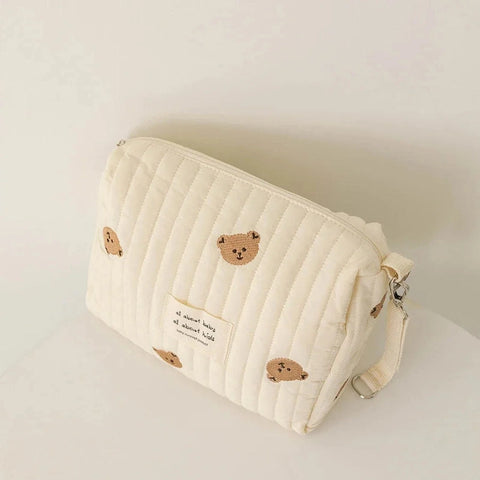 Quilted Stroller Diaper Bag Organizer - Compact & Neutral Baby Bag Teeny Pandas