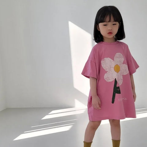 Summer Floral Print Girls' Casual Dress
