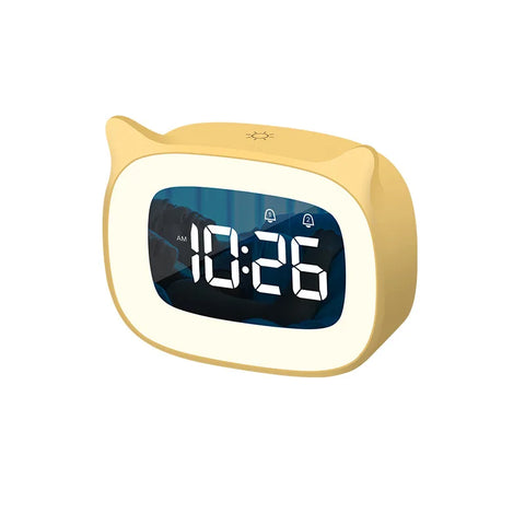 Cat Shape LED Digital Alarm Clock - With Voice Control and Night Light